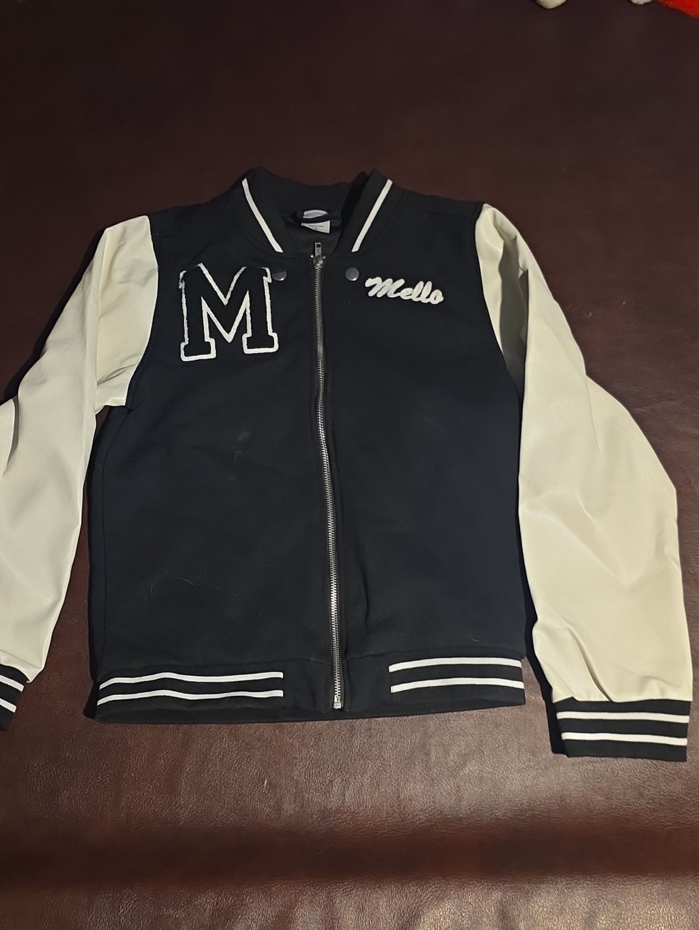 Spirit Black and White Mello Varsity Bomber Jacket